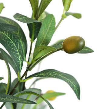 Alphlower Potted 4.1ft Artificial Olive Tree with Bendable, Adjustable Branches - Decorative Fake Greenery Trees in Pots for Home, Restaurant & Office Indoor Decor