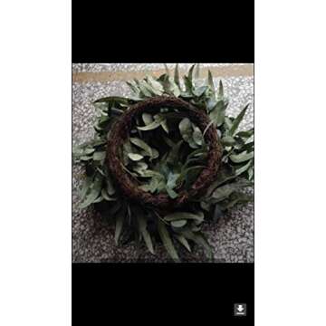 Elvity Silk Natural Eucalyptus Wreath - Farmhouse Home Decor - Soft Green Hue - Fireplace Accent - Bright & Light Wreath - Seasonal Artificial Greenery - Outdoor/Indoor - 18 Inch