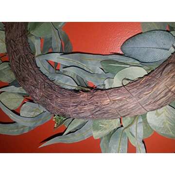 Elvity Silk Natural Eucalyptus Wreath - Farmhouse Home Decor - Soft Green Hue - Fireplace Accent - Bright & Light Wreath - Seasonal Artificial Greenery - Outdoor/Indoor - 18 Inch