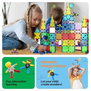 PicassoTiles Magnetic Figures 8 Piece Character Action Figure Toddler Toy Set Magnet Expansion Variety Pack Play People Add-ons STEM Learning Kit Pretend Playset for Construction Building Block PTA03