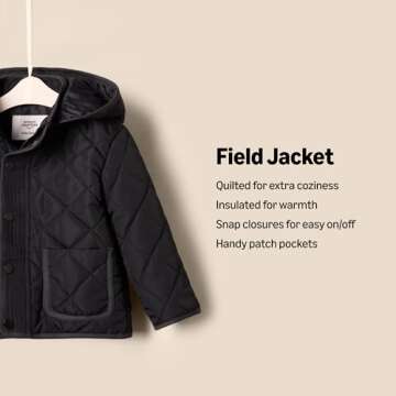 Amazon Essentials x Sofia Grainge Unisex Toddlers' Midweight Field Jacket with Hood, Black, 3T