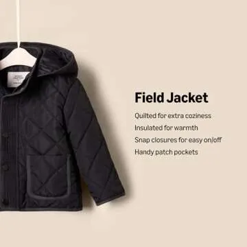 Amazon Essentials x Sofia Grainge Unisex Toddlers' Midweight Field Jacket with Hood, Black, 3T