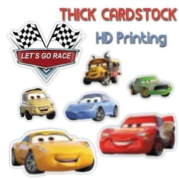 Lnkdeya Cars Race Porch Sign Cutouts Room Wall Door Decor Race Car Birthday Party Garden Outdoor Indoor Decorations Hanging Cards