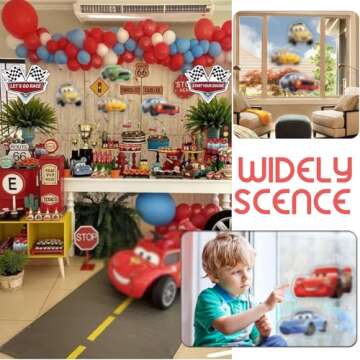 Lnkdeya Cars Race Porch Sign Cutouts Room Wall Door Decor Race Car Birthday Party Garden Outdoor Indoor Decorations Hanging Cards