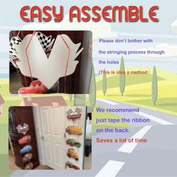 Lnkdeya Cars Race Porch Sign Cutouts Room Wall Door Decor Race Car Birthday Party Garden Outdoor Indoor Decorations Hanging Cards