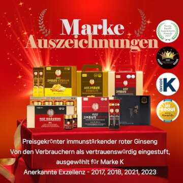 6-Year Korean Red Ginseng Extract 365 | 30 Sticks | Vegan | 7mg Ginsenosides per Stick | Energy, Focus, Fatigue, Immune Support | Supplement for Men & Women