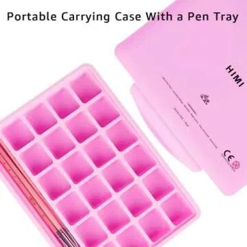 HIMI Gouache Paint Set, 24 Colors x 30ml/1oz with 3 Brushes & a Palette, Unique Jelly Cup Design, Non-Toxic, Guache Paint for Canvas Watercolor Paper - Perfect for Beginners, Students, Artists(Pink)