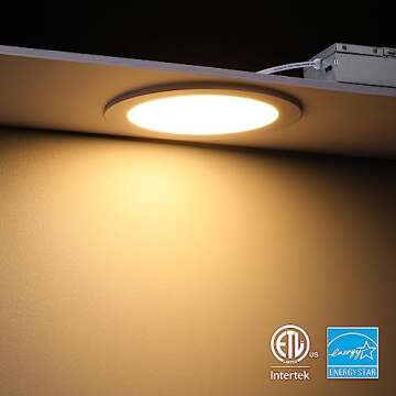 TORCHSTAR 5CCT 6 Inch Slim LED Recessed Lighting with Junction Box, CRI90 Dimmable 12W Ultra-Thin LE...