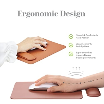 HABITU Vegan Leather Mouse Pad with Magnetic Wrist Support