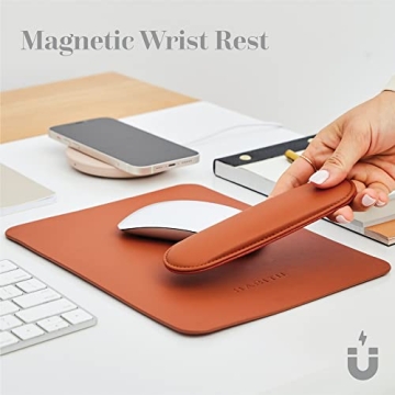 HABITU Vegan Leather Mouse Pad with Magnetic Wrist Support