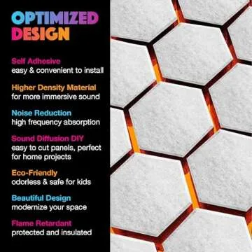 Self-Adhesive 18 Pack Hexagon Acoustic Panels, 14" X 12" X 0.4" High Density Sound Absorbing Panels, Beveled Edge Sound Proof Treatment Tiles for Walls, Studio, Door, Home, Office (Silver Gray)