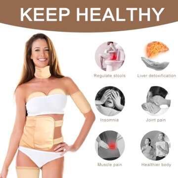 6 Pcs Castor Oil Pack Wrap Organic Cotton for Liver Detox, Stomach, Belly, Neck, Breast & Entire Bod...