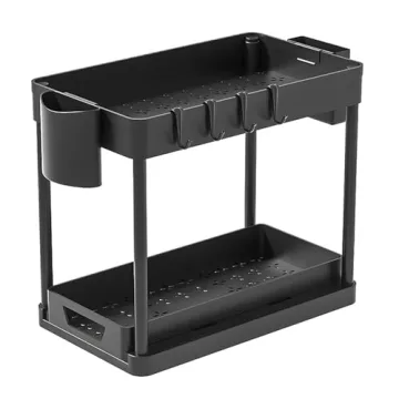 NYYTGE Double Sliding Under Sink Organizer - 2 Tier Kitchen Storage