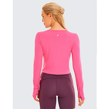CRZ YOGA Long Sleeve Crop Top for Women Workout