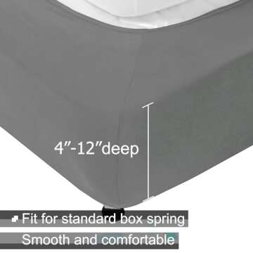 Box Spring Cover King Size - Jersey Knit & Stretchy Wrap Around 4 Sides Bed Skirt for Hotel & Home -...