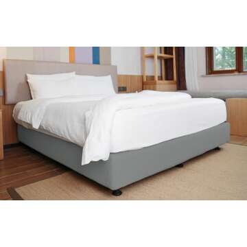 Box Spring Cover King Size - Jersey Knit & Stretchy Wrap Around 4 Sides Bed Skirt for Hotel & Home - King/Cal King/Olympic Queen, Light Gray