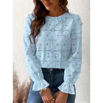 CUPSHE Eyelet Long Sleeve Tops - Trendy & Elegant Blouse