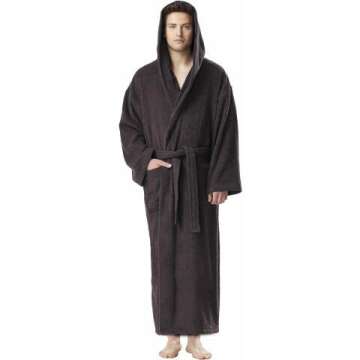 Arus Men's Classic Hooded Bathrobe - Turkish Cotton Luxury