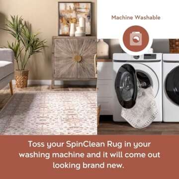 nuLOOM Gemma Machine Washable Transitional Floral Ultra Thin Area Rug, 8x10, Beige