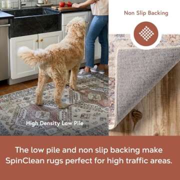 nuLOOM Gemma Machine Washable Transitional Floral Ultra Thin Area Rug, 8x10, Beige