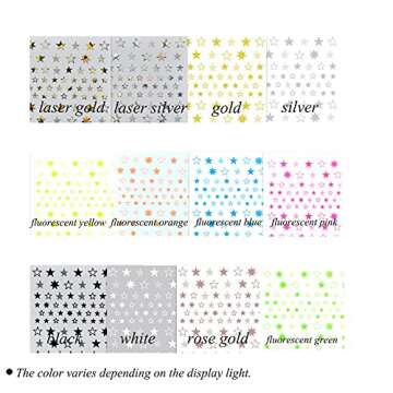 12 Colors Stars Nail Stickers for Women Girls Kids - 3D Self Adhesive Star Nail Decals for Natural Fingernails and Acrylic Nails Star Nail Decor for Nail Art Design DIY Nail Decoration