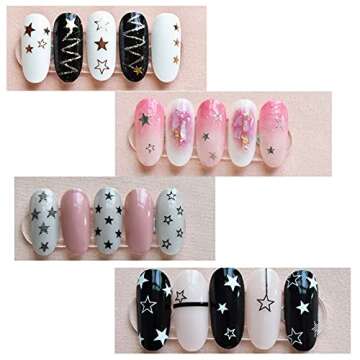 12 Colors Stars Nail Stickers for Women Girls Kids - 3D Self Adhesive Star Nail Decals for Natural Fingernails and Acrylic Nails Star Nail Decor for Nail Art Design DIY Nail Decoration