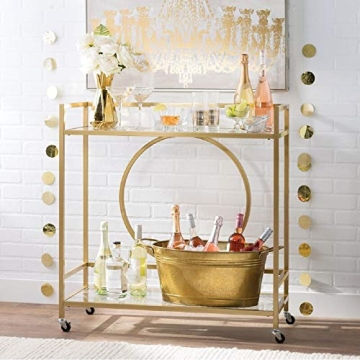 Elegant Art-Deco Bar Cart with Wheels