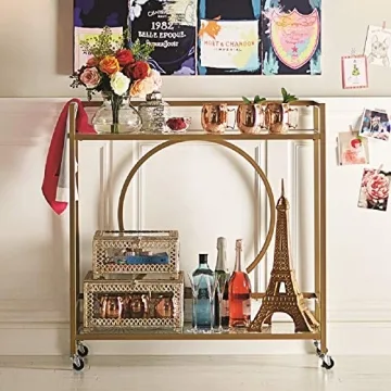 Elegant Art-Deco Bar Cart with Wheels