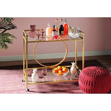 Elegant Art-Deco Bar Cart with Wheels