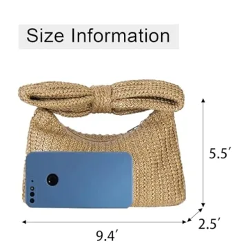 Women Bow Purse Summer Straw Woven Clutch Bag Handbags Vacation Beach Tote Formal Party Wedding 2025 New
