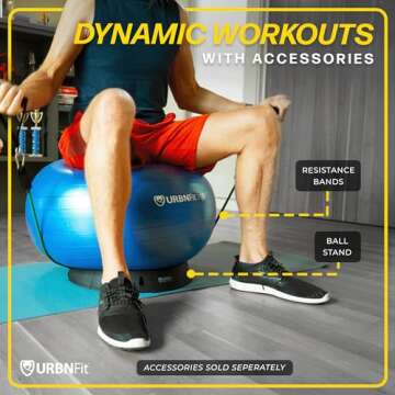 URBNFit Anti-Burst Exercise Ball - Perfect for Yoga & Office