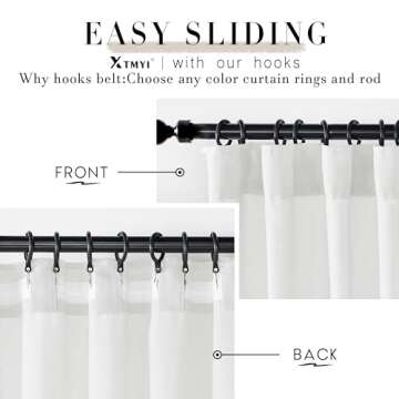 XTMYI White Linen Sheer Curtains 108 Inches Long Back Hidden Tab Tape Hooks Privacy Not See Through Simple Modern Curtains for Living Room 2 Panels Set