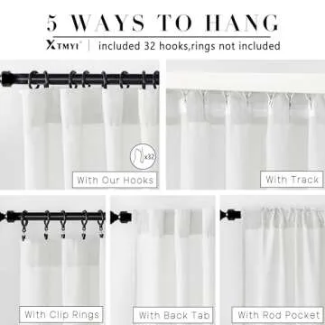 XTMYI White Linen Sheer Curtains 108 Inches Long Back Hidden Tab Tape Hooks Privacy Not See Through Simple Modern Curtains for Living Room 2 Panels Set