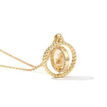 SELENICHAST Gold Necklace for Women Zodiac Necklace 14K Gold Plated Rotatable 12 Constellation Neckl...