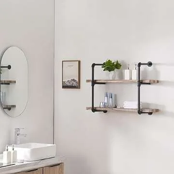HOMISSUE 2-Shelf Rustic Pipe Shelf for Home