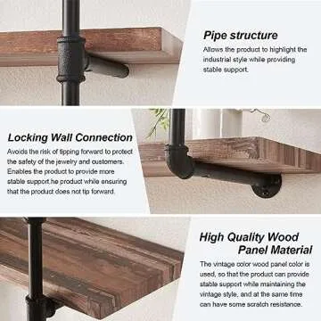 HOMISSUE 2-Shelf Rustic Pipe Shelf for Home