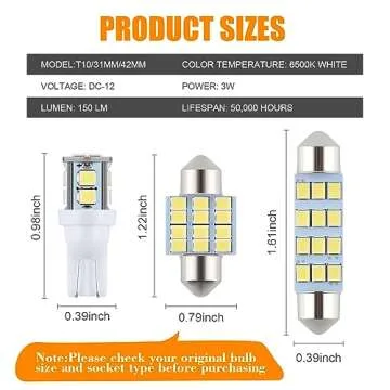 iFunyLED 24 Pieces Dome Light LED Car Interior Bulb Kit Set 194 T10 DE3175 578 31mm 42mm Bulbs Inter...