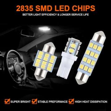 iFunyLED 24 Pieces Dome Light LED Car Interior Bulb Kit Set 194 T10 DE3175 578 31mm 42mm Bulbs Interior Replacement Lights for Car Map License Plate Door Side Marker Cornering Trunk Light - White