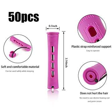 50pcs Cold Wave Rods Set - Medium Size Curlers for Natural, Long & Short Hair, DIY Perming & Curly Hair Tools