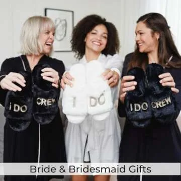 Dearfoams Women's Bride and Bridesmaid Gifts I Do Crew Slippers for Wedding and Bachelorette Party, Small