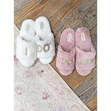 Dearfoams Women's Bride and Bridesmaid Gifts I Do Crew Slippers for Wedding and Bachelorette Party, Small