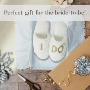 Dearfoams Women's Bride and Bridesmaid Gifts I Do Crew Slippers for Wedding and Bachelorette Party, Small