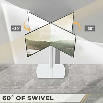 TAVR Floor TV Stand with Swivel Mount for Most 26 to 65 Inch LCD LED OLED Plasma Flat/Curved Screen TVs, Height Adjustable Skinny TV Stand with Cable Management, White