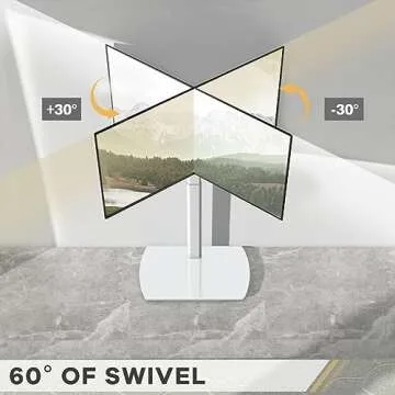 TAVR Floor TV Stand with Swivel Mount for Most 26 to 65 Inch LCD LED OLED Plasma Flat/Curved Screen TVs, Height Adjustable Skinny TV Stand with Cable Management, White