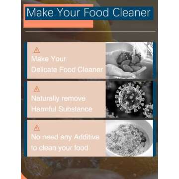 BCRTO Vegetable and Fruit Cleaner Machine, Aquapur Water-Proof Fruit Cleaning Device with OH-ion Purification Technology 250min Working time and Wireless Charging, for Cleaning Fruit, Grain,Meat