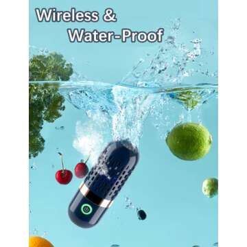 BCRTO Vegetable and Fruit Cleaner Machine, Aquapur Water-Proof Fruit Cleaning Device with OH-ion Purification Technology 250min Working time and Wireless Charging, for Cleaning Fruit, Grain,Meat