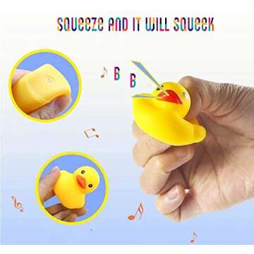 AIYUENCICI Bath Toy Baby Bathtub Duck Toy Set, 1 Pcs Ducky Animals Fishing Net with 6 Pcs Water Floating Sea Animals Duck Toys, Bathroom Floating Pool Fishing Play Set for Toddler Kids (Duck)