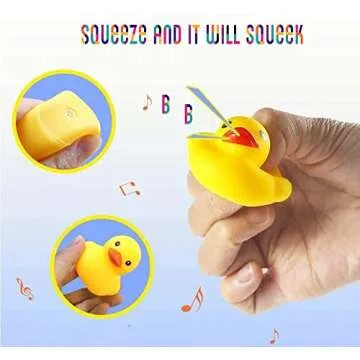 AIYUENCICI Bath Toy Baby Bathtub Duck Toy Set, 1 Pcs Ducky Animals Fishing Net with 6 Pcs Water Floating Sea Animals Duck Toys, Bathroom Floating Pool Fishing Play Set for Toddler Kids (Duck)