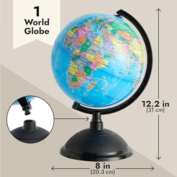 Juvale 8-inch Rotating Globe for Fun Learning Experiences