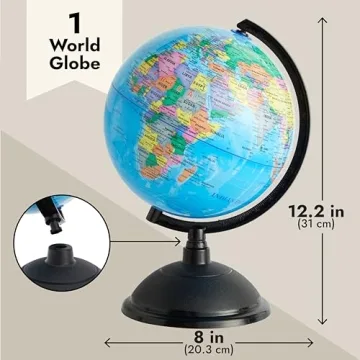 Juvale 8-inch Rotating Globe for Fun Learning Experiences